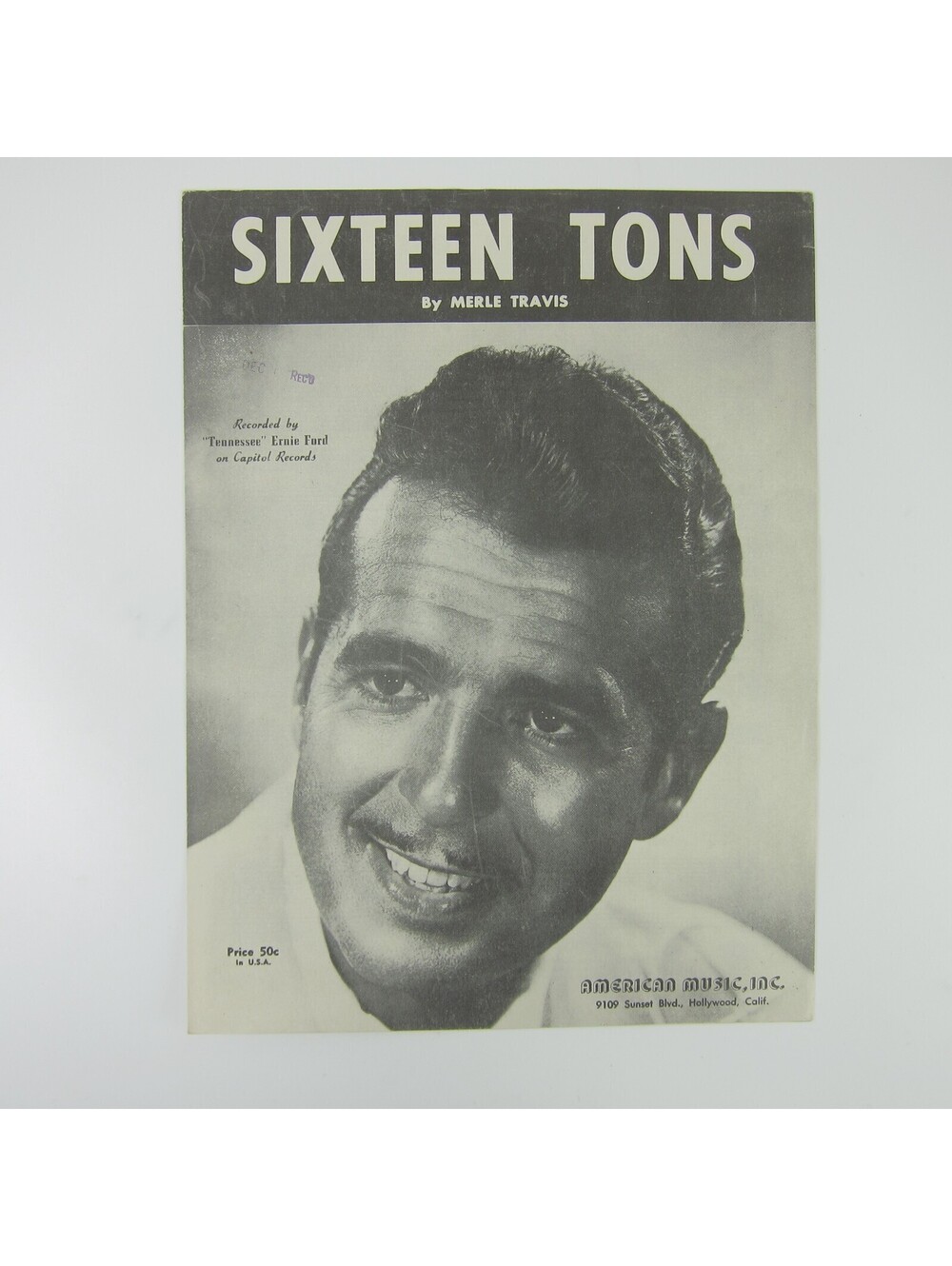 Sheet Music Sixteen Tons Merle Travis Tennessee Ernie Ford Vintage 1947
